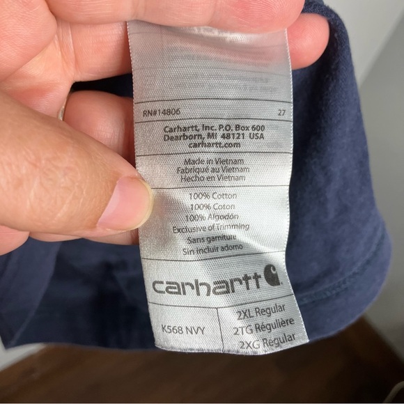 Carhartt relaxed fit t-shirt navy blue casual work trendy men’s size 2XL - Picture 4 of 5